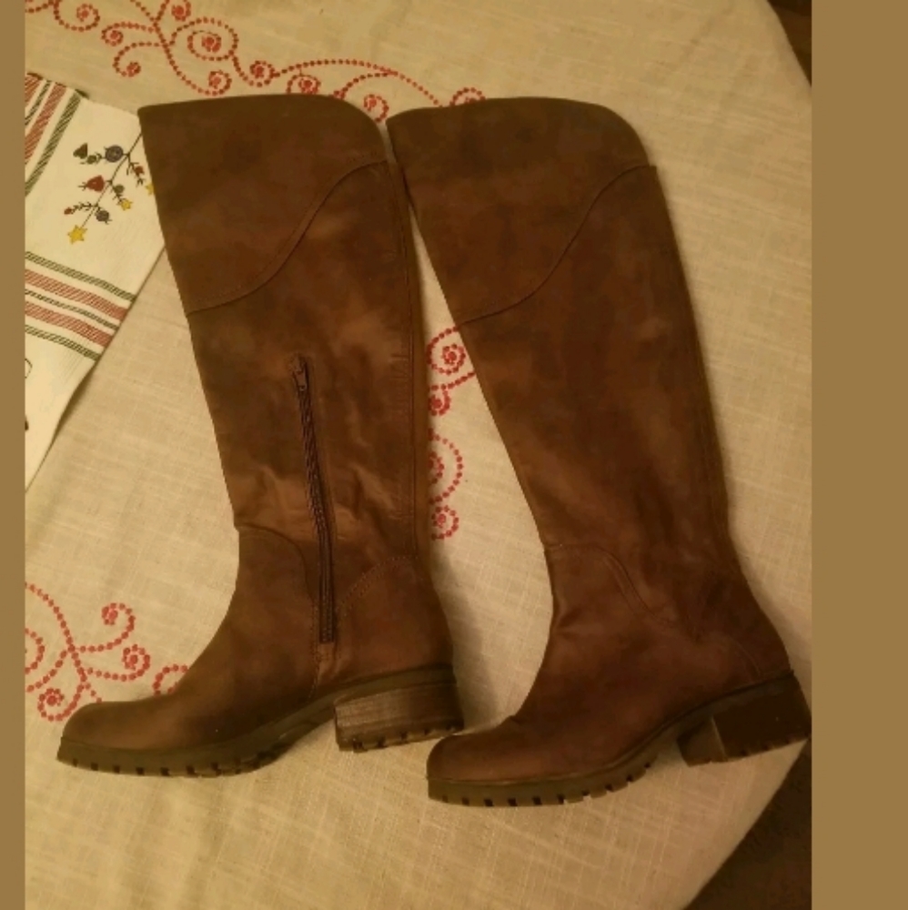 Lucky Brand Brown Over The Knee Leather Boots 6.5